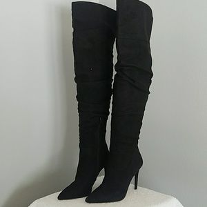 Jessica Simpson Tall Black Microsuede Heels Boots
